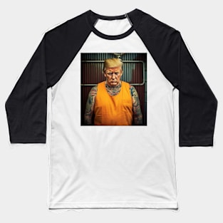 Tattooed Trump in Prison Baseball T-Shirt